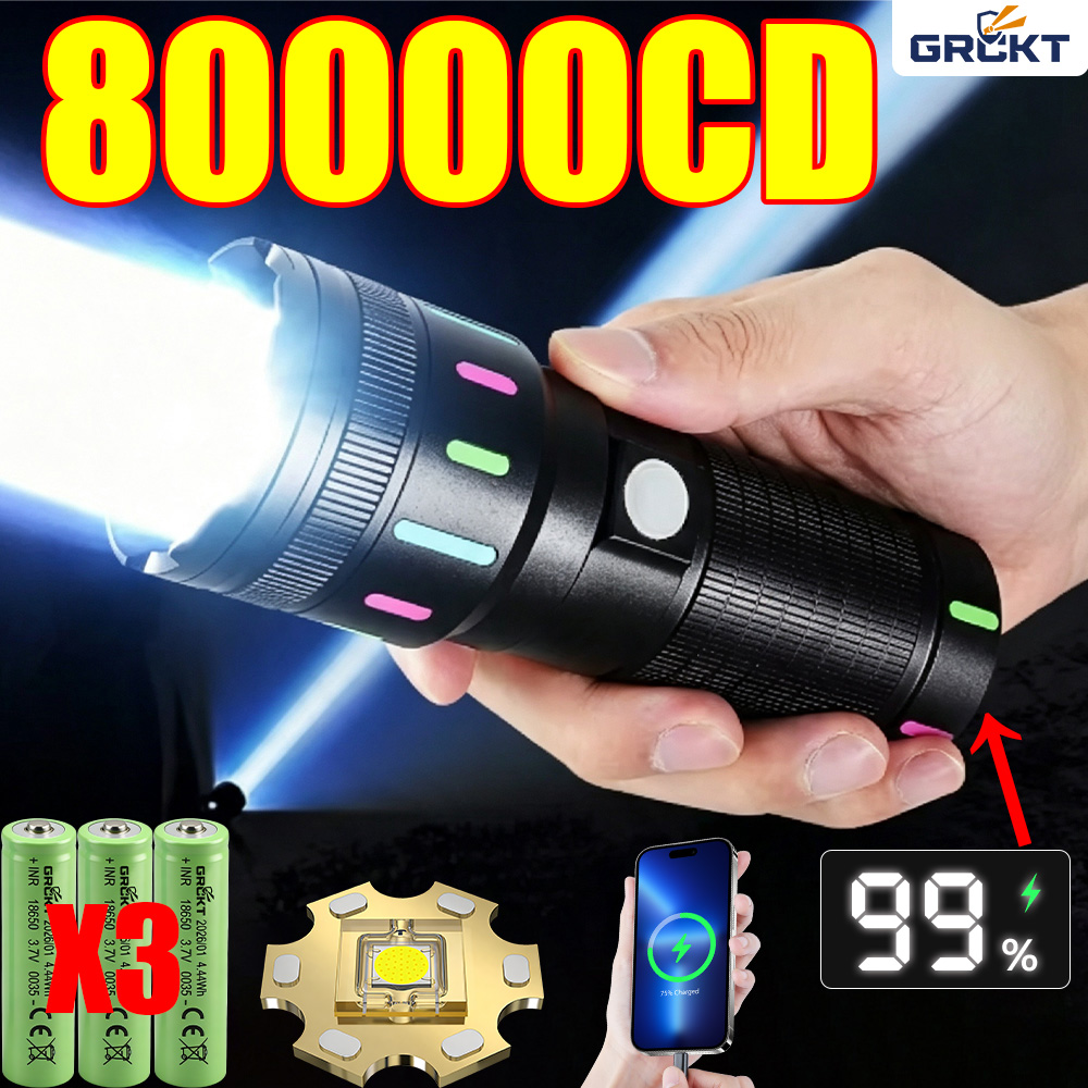 Hunting Fishing Outdoor - مصباح LED قوي للغاية بقوة 80000