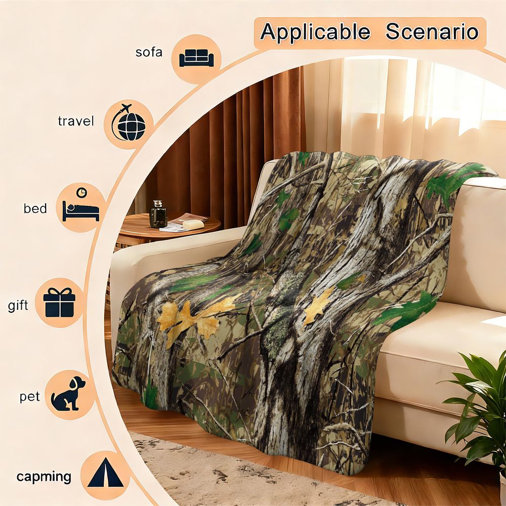 بطانية فلانيل بنقشة الغابة، نا - مراجعة Hunting Outdoor Rug وسعره